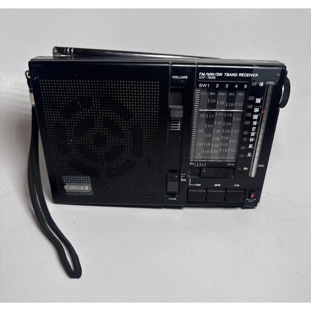 Sony ICF‑7600 FM/MW/SW 7‑Band Receiver – Tested Working + Lanyard